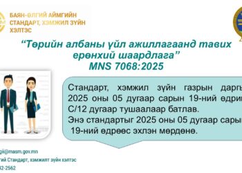 “Төрийн албаны үйл ажиллагаанд тавих ерөнхий шаардлага” MNS 7068:2025 Тус стандартыг мөрдөж, хэвшихийг нийт төрийн байгууллага болон албан хаагчдад уриалж байна.